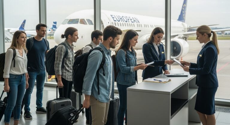 Turistas com passaporte e seguro viagem obrigatório para a Europa